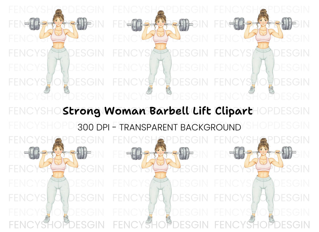 Strong Woman Weightlifting Clipart Bundle