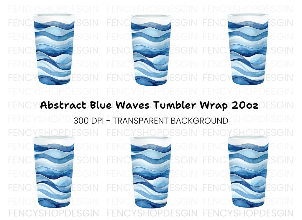 Blue Waves Tumbler Clipart Bundle