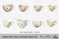 Floral Teacups Clipart Bundle