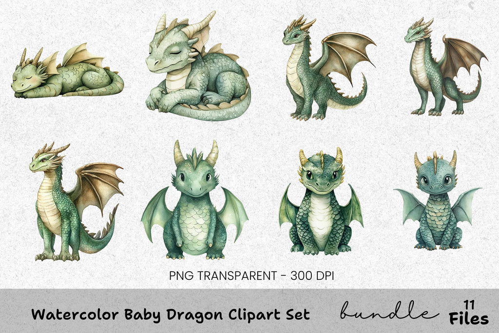 Baby Dragon Clipart Bundle