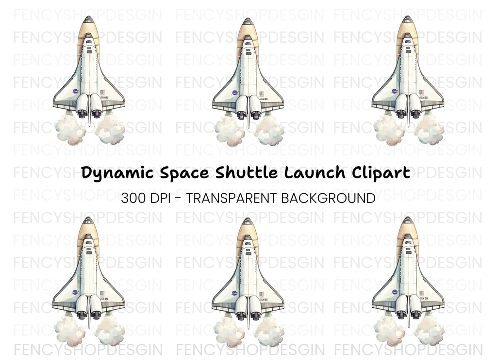 Space Shuttle Launch Clipart Bundle
