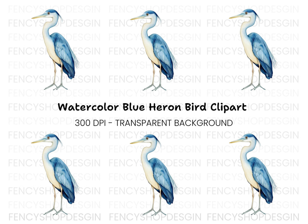 Elegant Blue Heron Clipart Bundle