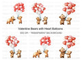 Cute Bears with Heart Balloons Clipart Bundle
