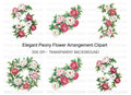 Elegant Peony Flower Arrangement Clipart Bundle