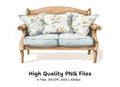 Elegant Blue Floral Sofa Clipart Bundle