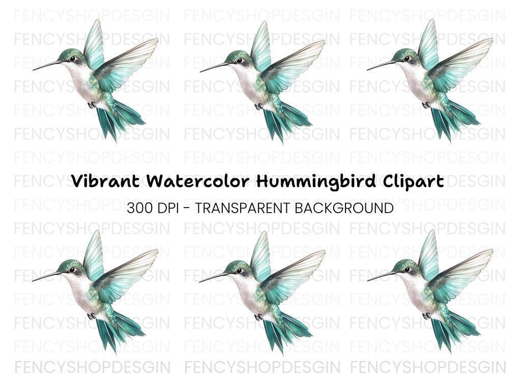 Elegant Flying Hummingbird Clipart Bundle