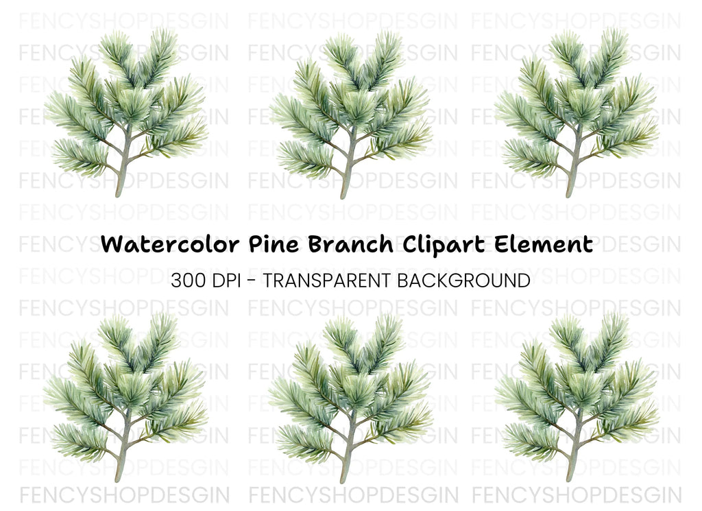 Pine Branch Clipart Bundle