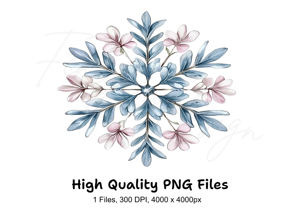 Snowflake Floral Clipart Bundle