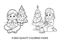 Christmas Kids and Fireplace Coloring Books