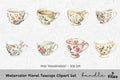 Floral Teacups Clipart Bundle