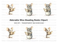 Cute Mice Reading Books Clipart Bundle