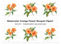 Orange Floral Clipart Bundle