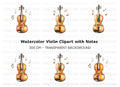 Hand Drawn Violin with Notes Clipart Bundle