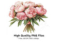 Pink Peony Bouquet Clipart Bundle
