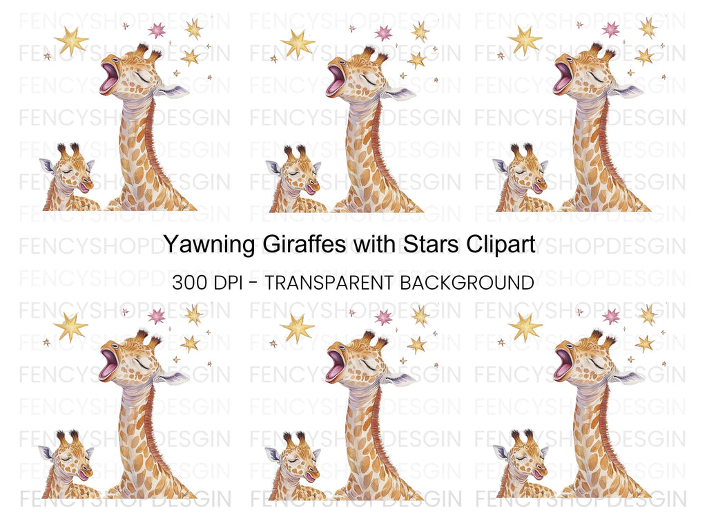 Singing Giraffes with Stars Clipart Bundle