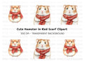 Cute Hamster Winter Scarf Clipart Bundle