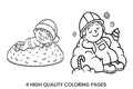 Cute Babies in Christmas Hats Coloring Books