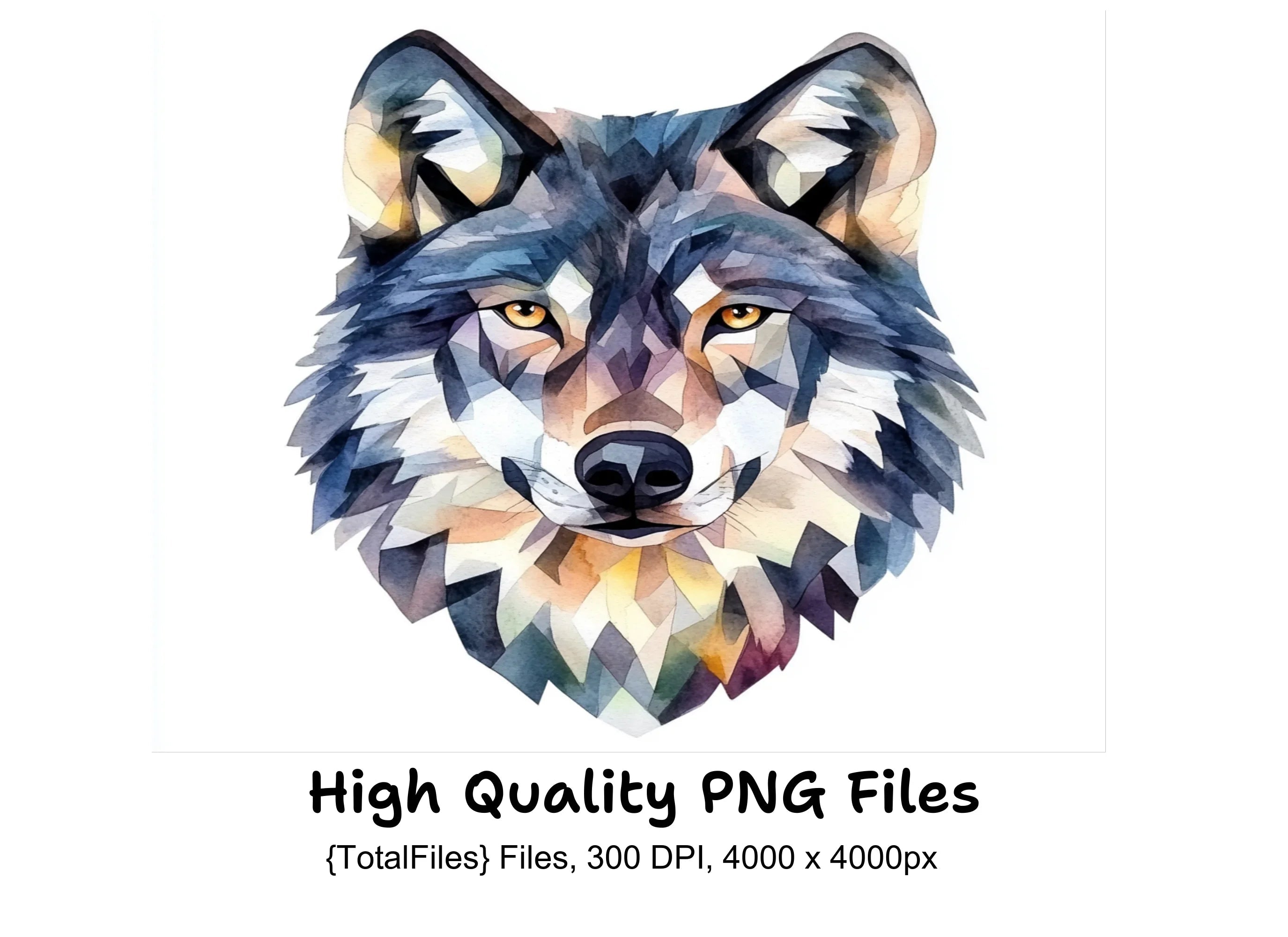 Geometric Wolf Head Clipart Bundle