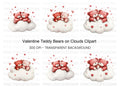 Valentine Teddy Bears on Clouds Clipart Bundle