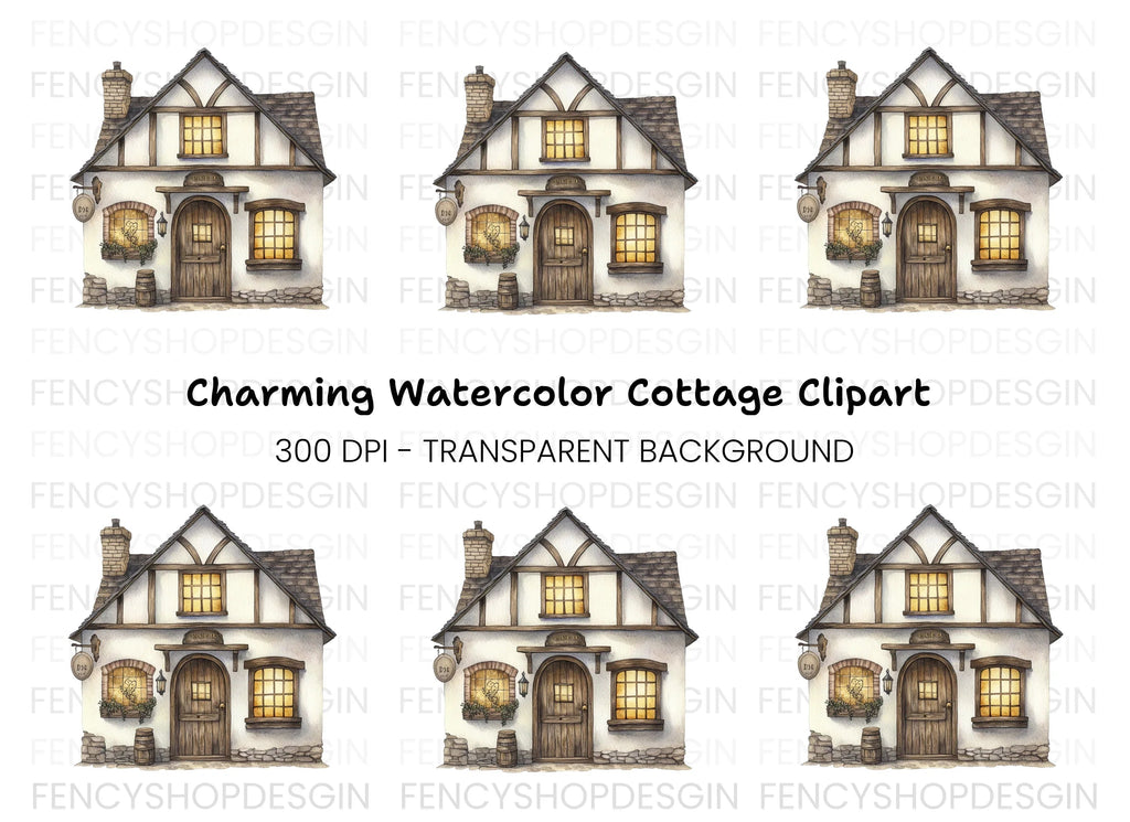 Tudor Style Cottage Clipart Bundle