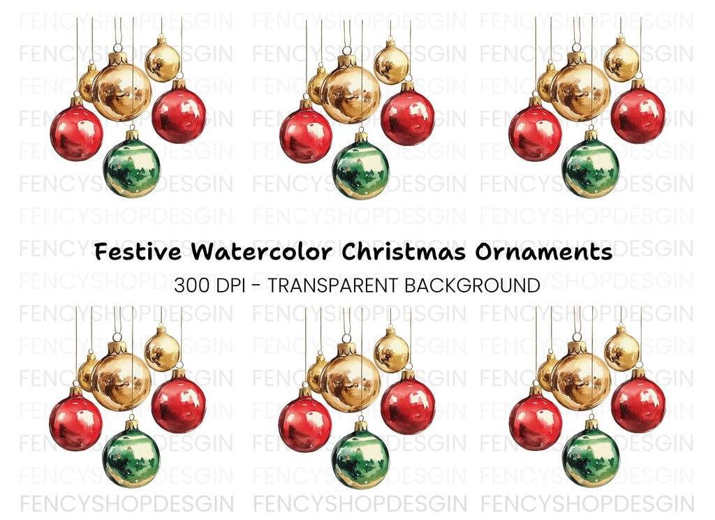 Vibrant Christmas Baubles Clipart Bundle