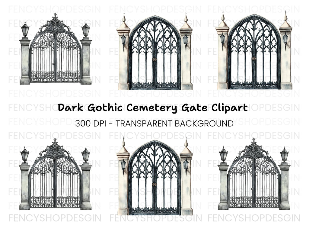 Ornate Gothic Gate Clipart Bundle