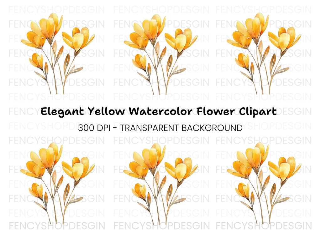 Yellow Flower Clipart Bundle