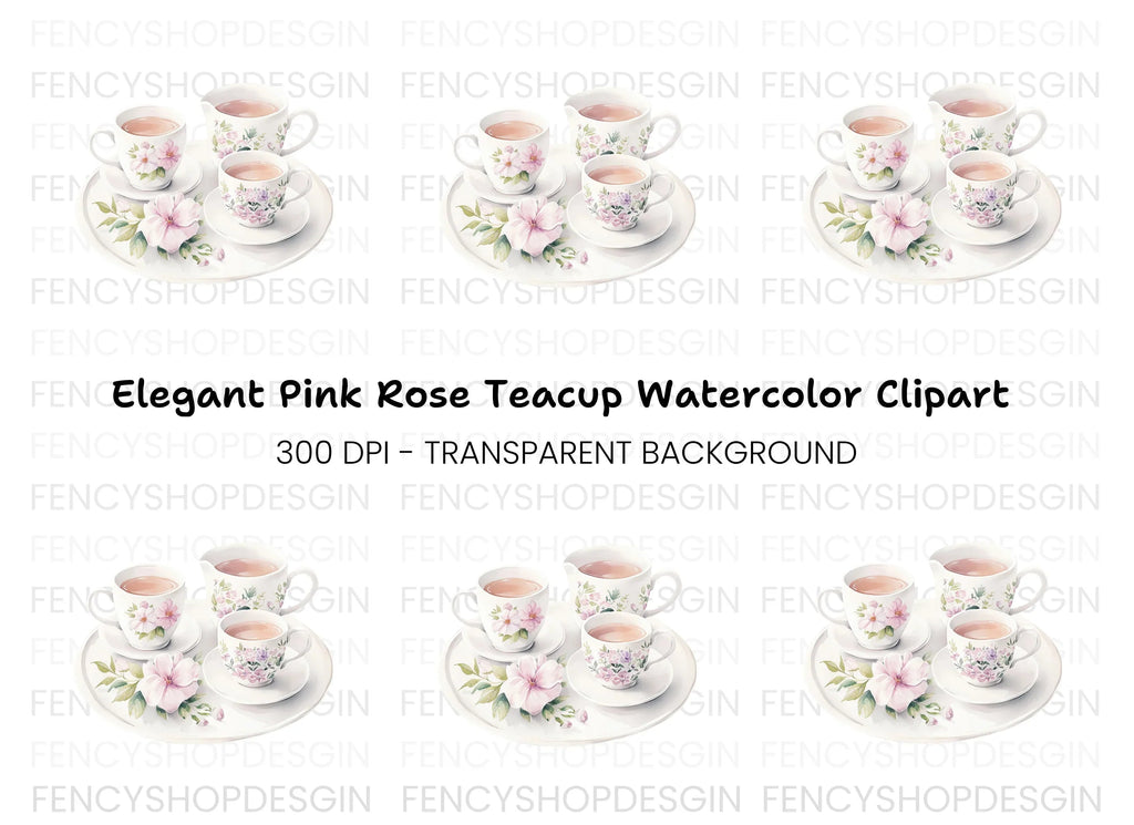 Elegant Floral Tea Clipart Bundle