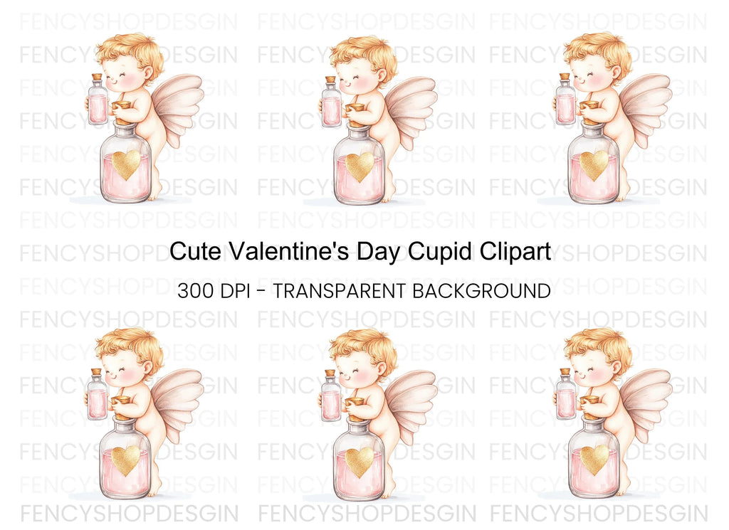 Cute Cupid Love Potion Clipart Bundle
