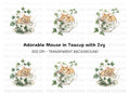 Brown Mice in Teacups Clipart Bundle