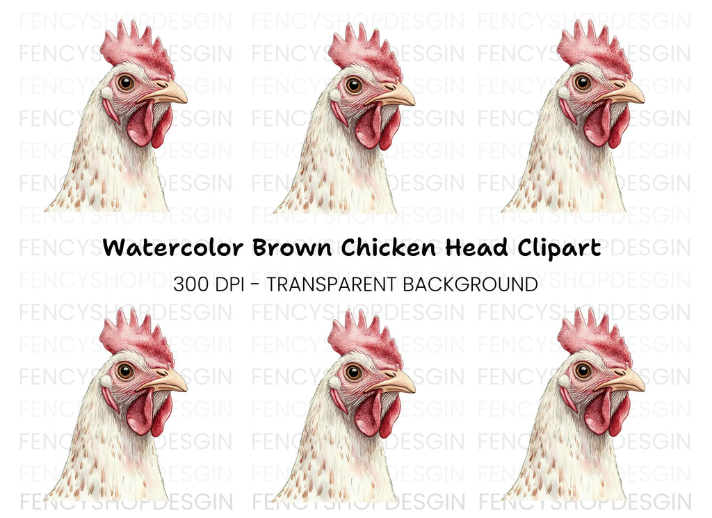 White Chicken Head Clipart Bundle
