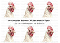 White Chicken Head Clipart Bundle