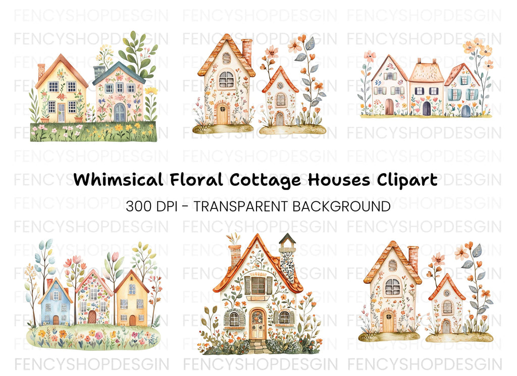 Floral Houses Clipart Bundle