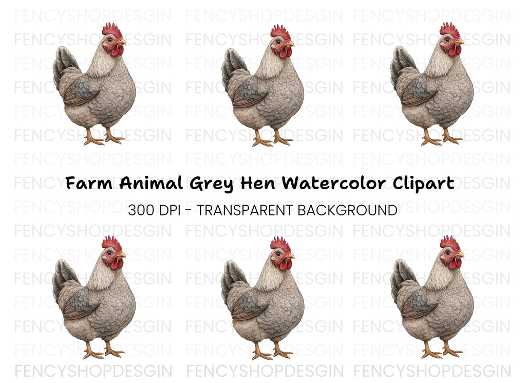 Grey Hen Farm Animal Clipart Bundle