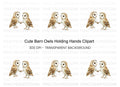 Cute Barn Owls Holding Hands Clipart Bundle