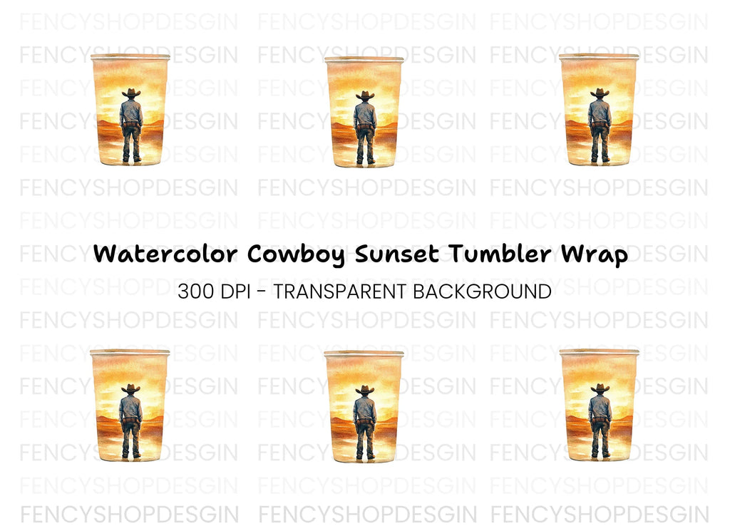 Lone Cowboy Sunset Tumbler Clipart Bundle
