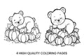 Sleeping Bear on Pumpkins Coloring Books