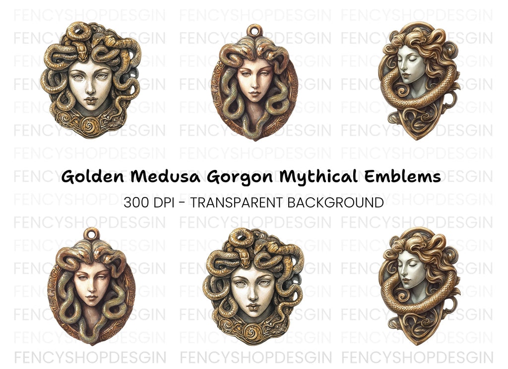 Mythical Medusa Head Clipart Bundle