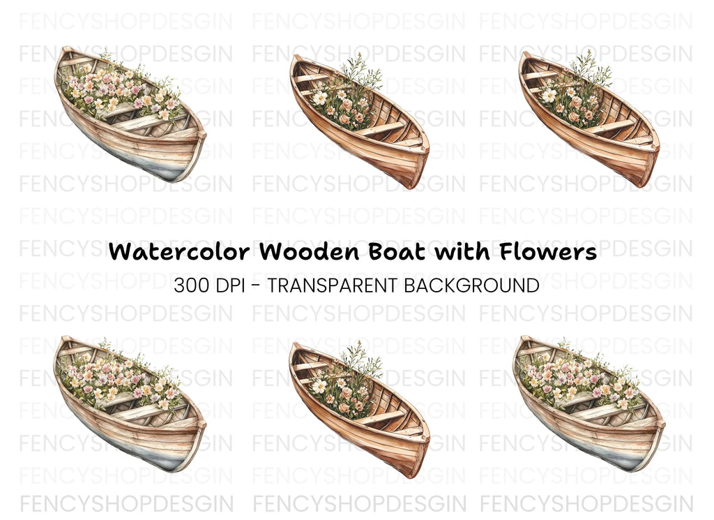 Floral Boat Clipart Bundle
