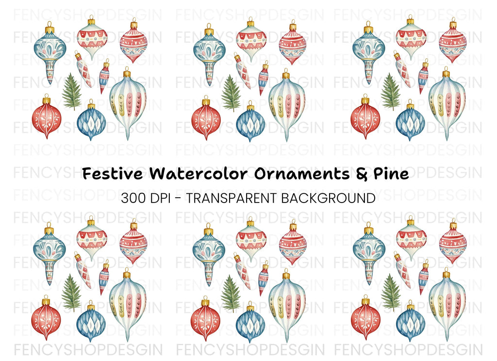 Christmas Ornaments Clipart Bundle