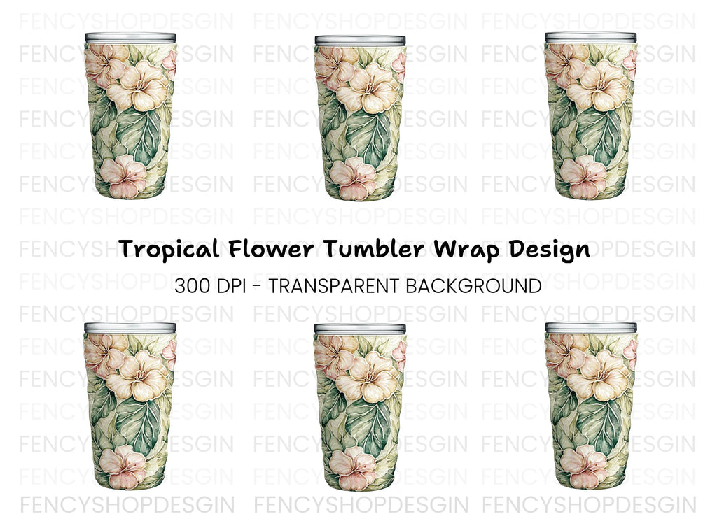 Tropical Hibiscus Tumbler Clipart Bundle