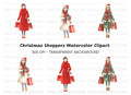 Christmas Shopping Girls Clipart Bundle