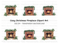 Cozy Christmas Fireplace Clipart Bundle
