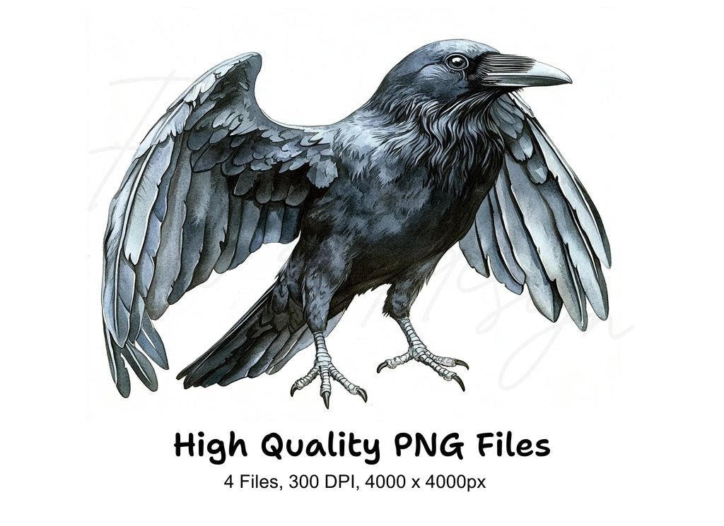 Crows with Open Wings Clipart Bundle
