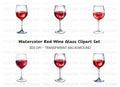Red Wine Glasses Clipart Bundle