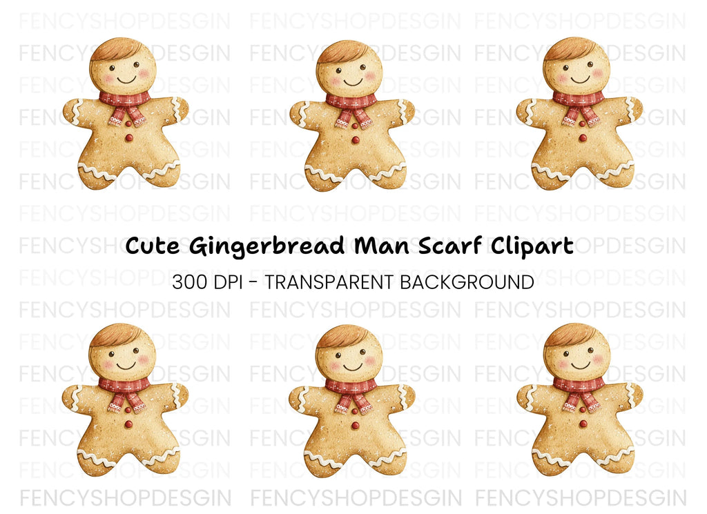 Gingerbread Man with Scarf Clipart Bundle