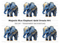 Blue Elephant with Golden Ornaments Clipart Bundle