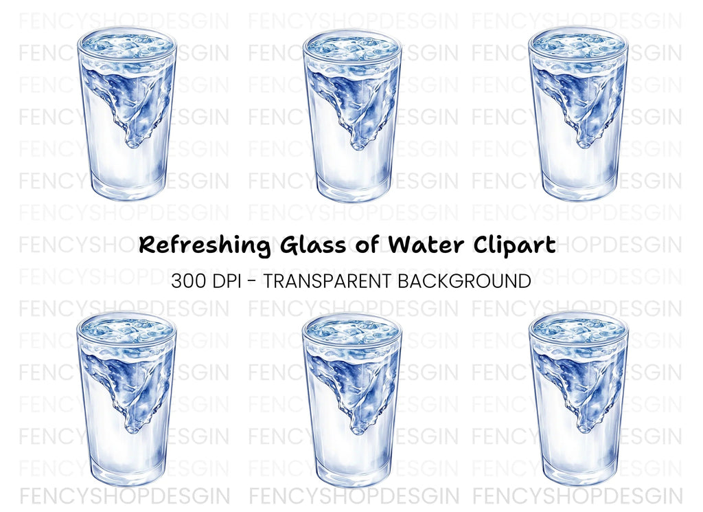 Refreshing Water Glass Clipart Bundle