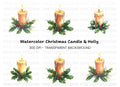 Christmas Candles with Holly Clipart Bundle