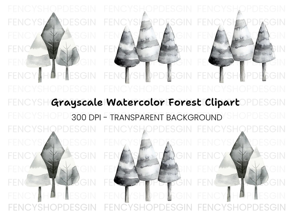 Winter Trees Clipart Bundle